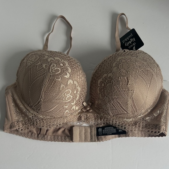 Rene Rofe Women's Brown Lace Demi Lightly‎ Padded Bra 36C NWT - Picture 4 of 9